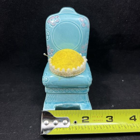Vintage Ceramic Blue Rocking Chair Pin Cushion - Picture 8 of 9